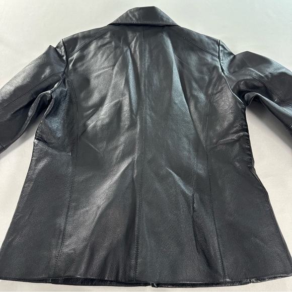 Vintage Worthington Full Zip Leather Jacket Women’s M Black Motto City Biker EUC - Picture 12 of 14